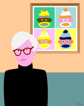 Sock Monkey and Andy Warhol Pop Art Print