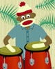 Sock Monkey Conga Drums Pop Art Print