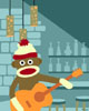 Sock Monkey Acoustic Guitar Player Pop Art Print